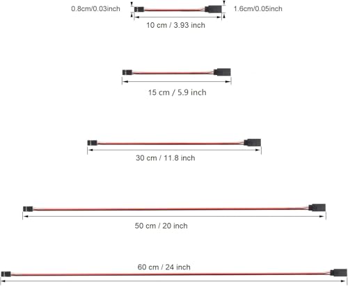 30 Pcs 3-Pin Extension Cable Cord Male to Female Lead Wire Connectors for Servo Extension Connection Control Board Remote Control Parts - 5 Sizes