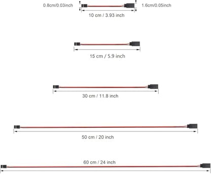 30 Pcs 3-Pin Extension Cable Cord Male to Female Lead Wire Connectors for Servo Extension Connection Control Board Remote Control Parts - 5 Sizes
