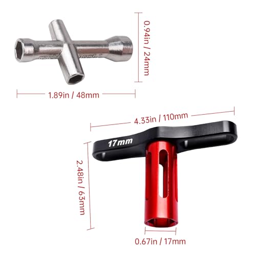 17mm Hex Wrench & Small Cross Wrench RC Tools for 1/8 1/10 Traxxas Arrma Redcat RC Car Truck Crawler Buggy