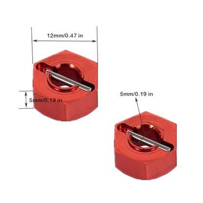 8pcs/Set Aluminum 12mm Wheel Hex Hubs Drive Adapter 5mm Thickness with 2x10mm pins for Redcat Axial HSP WLtoys Himoto Truck Model Car Upgrade Parts(Red) - color: Red