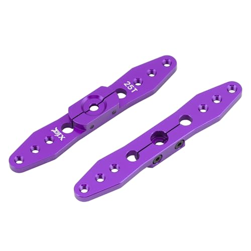 DJX 2Pack 25T Double Servo Horn Steering Arm 70mm Long for Airplane Futaba Savox Power Motor 1/8 1/10 RC Car(Purple) - color: Purple