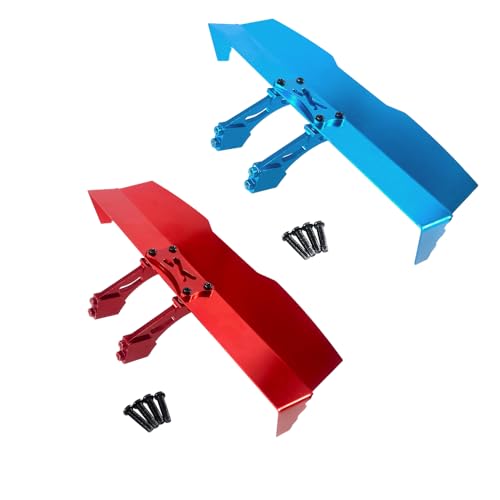 MJX 1/16 16207 H16PL RC Car Upgrade Modification Parts Accessories Metal Rear Wing Assembly (Red Blue 2pack) - color: Red Blue 2pack