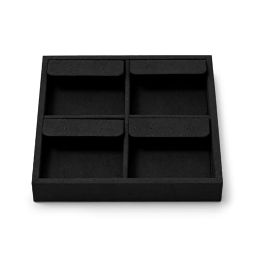 Oirlv Microfiber Jewelry Earring Display Tray Black | Soft Black Microfiber Finish, 5.51"X5.51"X0.79", Clean Elegant Display, Perfect for Retail and Photography - style: P13703