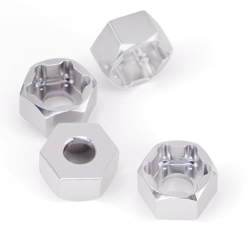 4Pcs 5mm to 7mm RC Wheel Hex Adapter, Aluminum Hex Hub Converter for 1/10 & 1/24 RC Crawler, CNC Machined Wheel Hub Adapter (Silver) - color: Silver