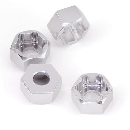 4Pcs 5mm to 7mm RC Wheel Hex Adapter, Aluminum Hex Hub Converter for 1/10 & 1/24 RC Crawler, CNC Machined Wheel Hub Adapter (Silver) - color: Silver