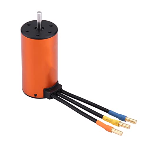 RC Car Motor Sensorless Brushless 3670 1900KV Four Pole Copper Winding 5mm Shaft 4mm Banana Plug for 1 8 1 10 Scale RC Truck Buggy Racing Upgrade