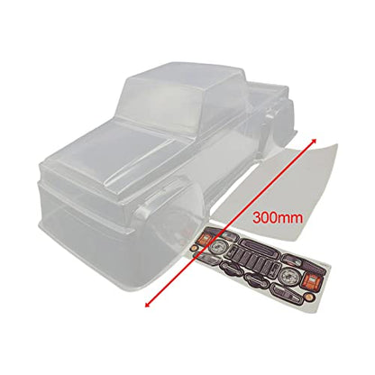 RC Car Clear Body Shell, 1/10 Scale 300mm Wheelbase Unpainted with Stickers, for SCX10 MST Crawler RC4WD TF2