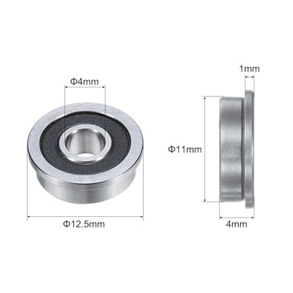 uxcell F694-2RS Flanged Ball Bearing 4x11x4mm Double Sealed Chrome Steel Flange Bearings, 10pcs - size: F694-2RS