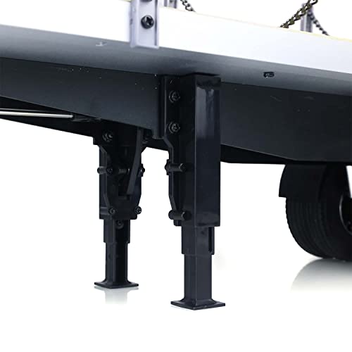 US in Stock, RC Tractor Flatbed Semi Trailer Truck 1/14 2Axle Compatible with DIY Tamiya Construction Vehicle Model