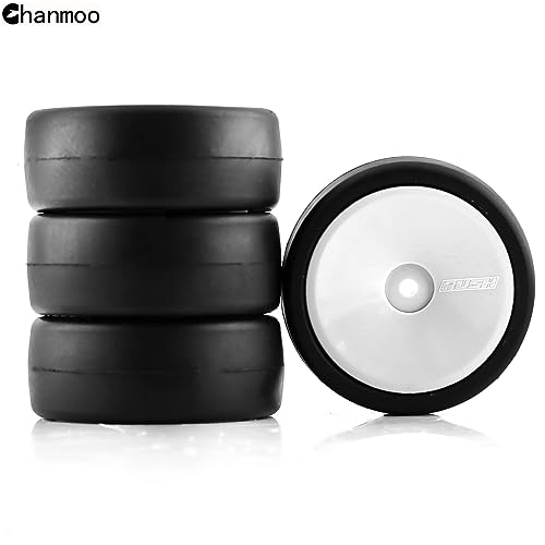 1/10 RC Rally Racing Tires and Hard Plastic Wheels Rims 12mm Hex Hub OD 65mm Drift Tyres for 1:10 Scale RC On Road Car Tamiya Traxxas HPI KYOSHO XV02 XV01 TA06 TT01 TT02 PTG2 144001 A959 4PCS