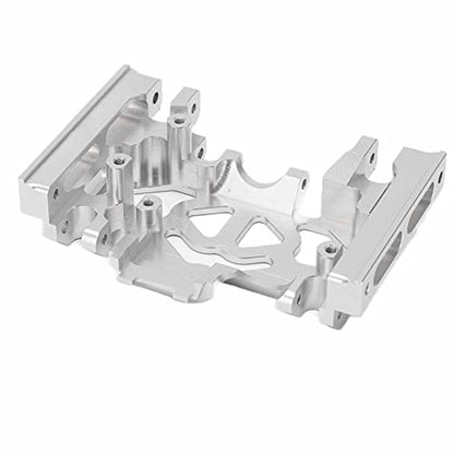 Aluminum Alloy Center Skid Plate, Gearbox Mount Gear Box Base Medium Mount Chassis Skid Plate Upgrade Parts for TRAXXAS 1/10 RC Crawler Car Accessories, Sliver