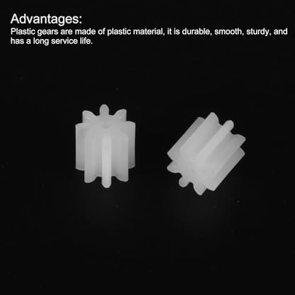 MECCANIXITY 20 Pcs Plastic Gears 8 Teeth Plastic Motor Gear Model 81A Reduction Gear for RC Car Model DIY Robot (White, Module 0.5) - style: 8 Teeth