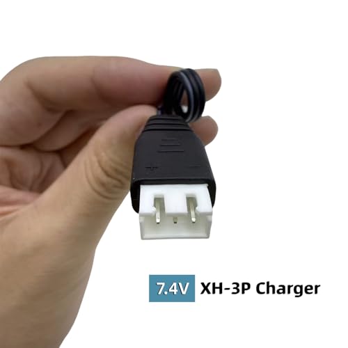 7.4V Battery Charger with XH-3P Plug for SCX24 Truck RC Car, Rock Crawler, Orbee Gun, Gel Blaster, Splatter Ball Gun USB Charger Cable (2 Pack)
