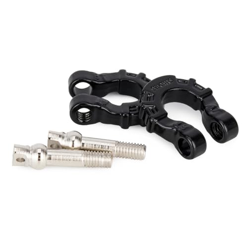 4Pcs Metal Tow Shackle Trailer Buckle for SCX10 TRX4 1/10 RC Crawler | Durable metal shackles, compatible with CC01 D90 D110 TF2. Perfect for tow hook upgrade,off-road crawler accessories.4-pack. - color: Black