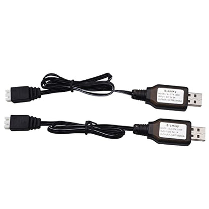 Blomiky 2 Pack 7.4V 1A USB Charge Cable with XH-3P Plug for 2S Lipo Battery with XH-3P Connector / 7.4V 1A USB 2