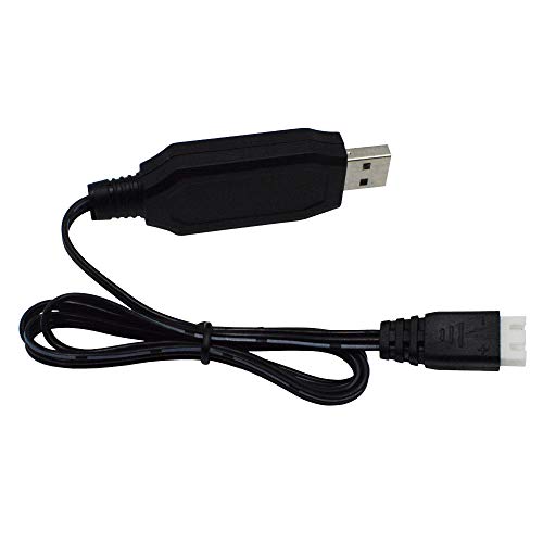 Blomiky 2 Pack H102 7.4V 1.3A Lithium Battery Charger Cable with XH-3P Connector Plug for RC Truck 7.4V 2S Lipo Battery and H120 H100 H101 H103 H110 H112 H108 RC Boat and Trucks Quadcopter H106 USB 2