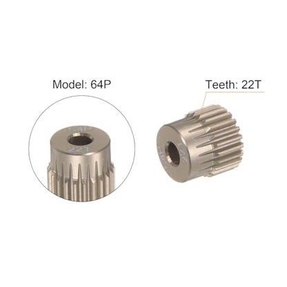 uxcell 64P Pinion Gear Set 3.175mm (1/8") Shaft 21T 22T 23T 24T 25T Aluminum Alloy Motor Gears for 1/10 RC Car (5pcs)