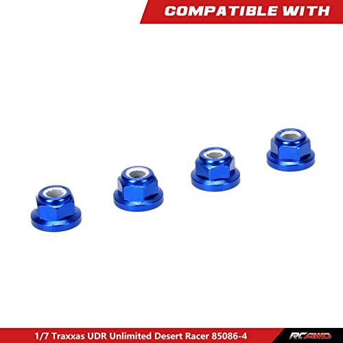 RCAWD Wheel Nuts for 1/7 UDR Unlimited Desert Racer 85086-4, New Maxx 1/10 Monster Truck 89086-4 89076-4 Upgrades, Hubs Hex Adapter M5 5mm Flanged Nylon Hop Ups Parts for #8447 Blue - color: Blue