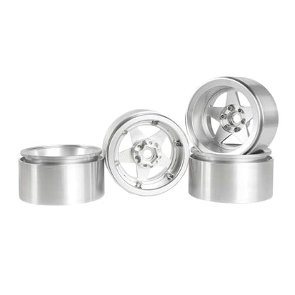 Aluminum 2.2" Beadlock Wheel Offset -10mm Metal Rims for SCX10 RR10 TRX4 VS4-10 Gen8 1/10 RC Crawler Car Upgrade Parts (5-Spoke, Silver) - color: 5-spoke, Silver