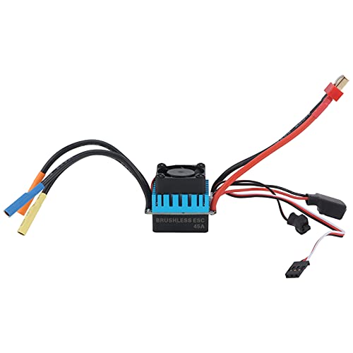 RC 45A ESC Speed Controller, Waterproof 4 Poles Sensorless Brushless ESC for 1/10 RC Car, High Performance ESC with Overheat Protection and Splash Proof Design, Perfect for Off ROA