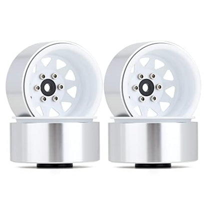INJORA 1.9 Beadlock Wheel Rim Hub 4pcs Metal Rims for 1/10 RC Crawler Car TRX4 Axial SCX10 90046 (White) - color: White