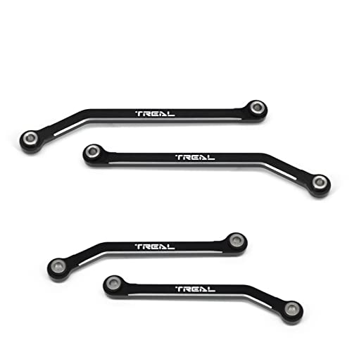 Treal Aluminum 7075 High Clearance Links Set (4pcs) Chassis Lower Links Compatible with TRX4M 1/18 RC Crawler (Black) - color: Black