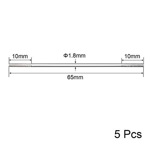 uxcell M2x65mm Pushrod Connector Stainless Steel Rod Linkage,for RC Boat,Car,Airplane,Helicopter,5pcs - size: M2x65mm