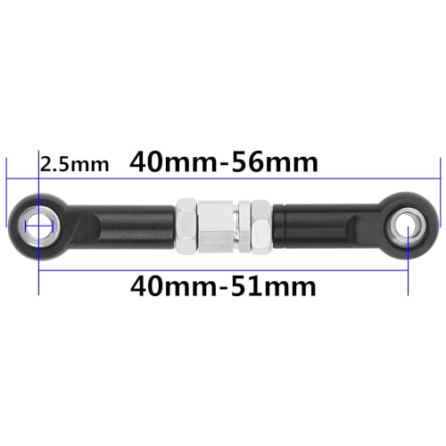 4Pcs ShareGoo Metal Steering Rod Servo Linkages Turnbuckle Compatible with Hyper Go MJX 16207 16208 16209 16210 H16BM H16GT H16DR 1/16 RC Car (Black) - color: Black