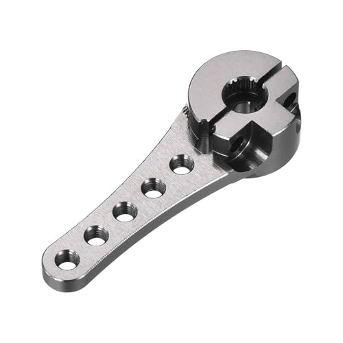 MECCANIXITY 4 Pcs Aluminum Servo Horn Long 25T 25 Teeth Steering Arm 46mm Length Titanium for DIY RC Car/Boat/Airplanes Boat Model with 2 Pcs Screws - color: Titanium