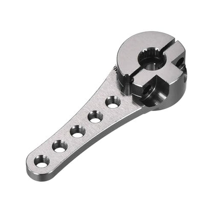 MECCANIXITY 4 Pcs Aluminum Servo Horn Long 25T 25 Teeth Steering Arm 46mm Length Titanium for DIY RC Car/Boat/Airplanes Boat Model with 2 Pcs Screws - color: Titanium