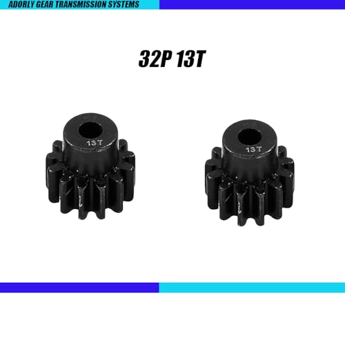 2pcs 3943X Hardened Steel 13-Tooth Pinion Gear (32 Pitch) for Traxxas Slash Rrustler Stampede Raptor 4x4 VXL TRX-4 TRX-6 Hop Ups Upgrade Parts