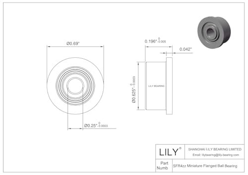 DEEG 10Pcs SFR4ZZ Stainless Steel Flange Bearing, 1/4" x 5/8" x 0.196" Miniature Flanged Bearings, Double Metal Shielded Rust-Proof R4ZZ for RC Cars, Robotics, and Outdoor Equipment