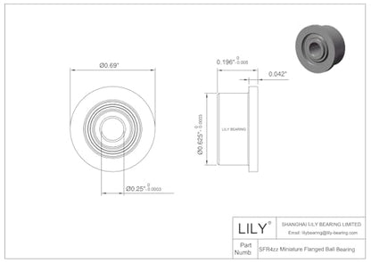 DEEG 10Pcs SFR4ZZ Stainless Steel Flange Bearing, 1/4" x 5/8" x 0.196" Miniature Flanged Bearings, Double Metal Shielded Rust-Proof R4ZZ for RC Cars, Robotics, and Outdoor Equipment