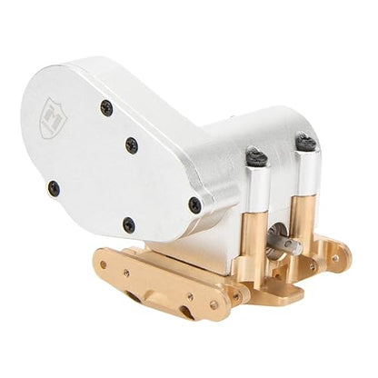 MEUS RACING SCX30 Transmission Assembled Gearbox with Brass Skid Plate for Axial SCX30 1/30 RC Crawler (Silver) - color: Silver