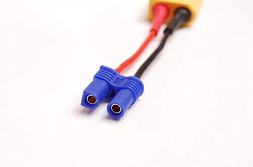 Lot (5) Male XT60 XT-60 to Female EC 2 Converter Adapter 20AWG 5cm Wire fr RC