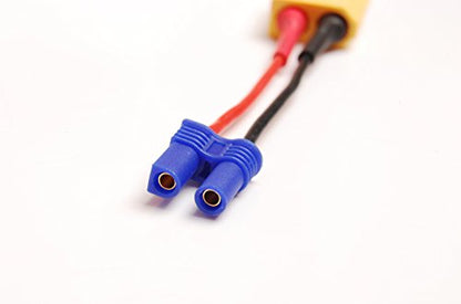 Lot (5) Male XT60 XT-60 to Female EC 2 Converter Adapter 20AWG 5cm Wire fr RC