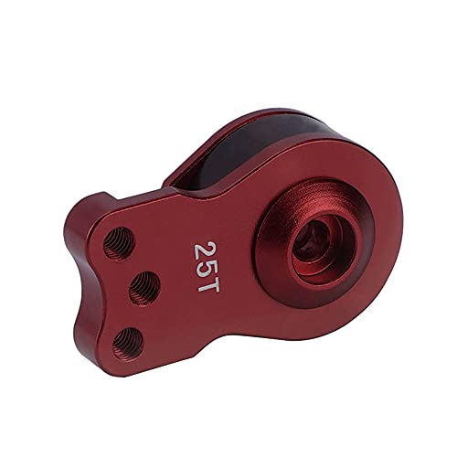 DJX Aluminum 25T Servo Saver 3 Holes Adjustable Hi-Torque Servo Horn for 1/8 1/10 Remote Control Car Boat (Red) - color: Red