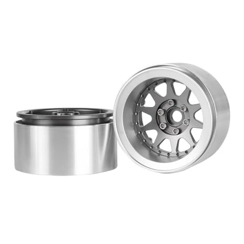 Aluminum 2.2" Beadlock Wheel Offset -10mm Metal Rims for SCX10 RR10 TRX4 VS4-10 Gen8 1/10 RC Crawler Car Upgrade Parts (10-Spoke, Gray) - color: 10-spoke, Gray