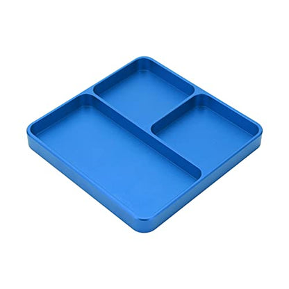 RC Model Repair Screw Tray, Magnetic Tool Tray for RC Car Maintenance, CNC Aluminum Alloy Organizer with Magnetic Pads for Remote Control Vehicles Aircraft Helicopters (Blue) - color: Blue