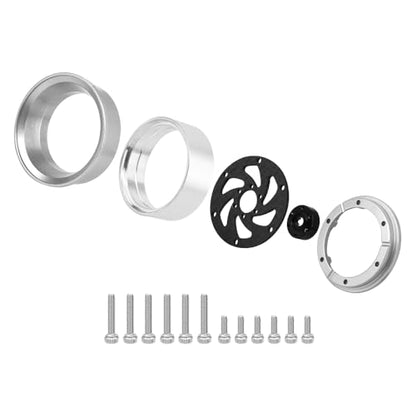 ModuWheel 1.3" Negative Offset Aluminum + Carbon Fiber Base Beadlock Wheels for 1/24 1/18 SCX24 TRX4m Ascent-18 RC Crawler (silver) - color: silver