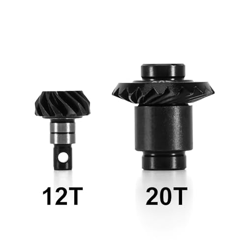 INJORA 12/20T Steel Alloy Overdrive Helical Axle Gear Set for 1/24 RC Crawler FMS FCX24 FCX18 Upgrade - size: 12/20T