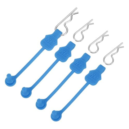 MECCANIXITY 4 Pcs RC Body Clip Retainers, 1.2mm Rod RC Clips Shell Fixed Buckle Lock Springy R Pins Shell Replacement Parts for All 1/8 1/10 Scale Model Car Crawler Truck(Blue/Silver) - color: Blue Tab Silver Clip