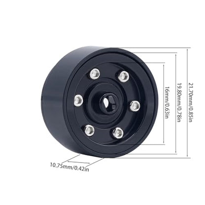 DJX 4PCS 17g Brass 0.7 inch Beadlock Wheels SCX30 Wheel Rim Hub for 1/30 Axial SCX30 RC Crawler Car Upgrades Parts (Black) - color: Black