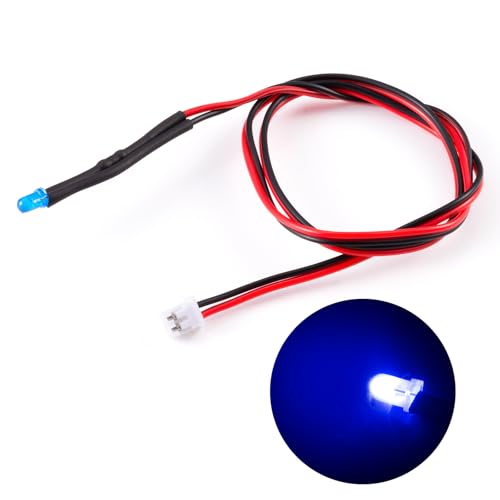 4PCS RC Car PH2.0 Single End Interface Light Headlights Taillight Accessories for 1/14 Tamiya RC Truck Tractor Model Car Upgrade Replacement Parts (Blue) - color: Blue