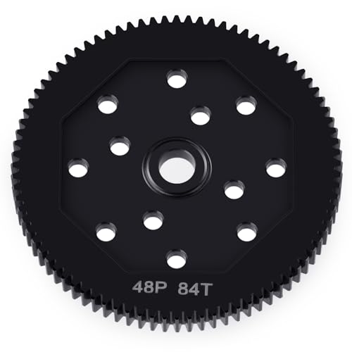 LSG Steel Spur Gear 66T 72T 81T 84T 48P Hardened Steel Upgrades Main Gear for Team Associated DR10 RC10 B4 B5 T4 T5 (84T) - size: 84T