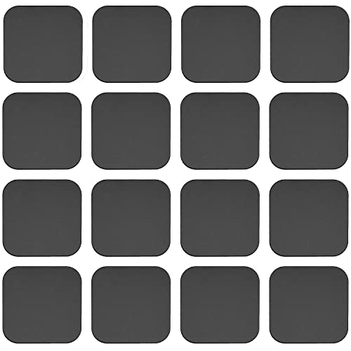 SALEX Phone Metal Stickers for Magnetic Mount - Replacement Set of 16 Car Magnet Square Metal Plates Inside Cell Phone Case. Black Sticky Small Thin Iron Discs with 3M Adhesive Backing for Crafts DIY - color: Square [16 Pack]