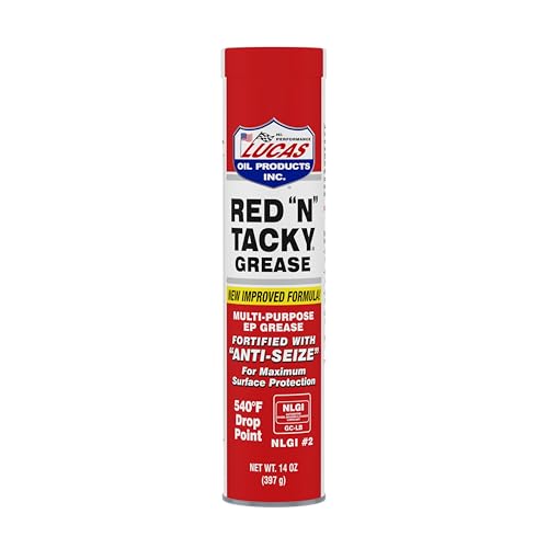 Lucas Oil 10005 Red "N" Tacky Grease - 14 Ounce Cartridge (Pack of 30) | Premium Automotive Marine Industrial Lubricant Heavy Duty High Temp Waterproof Bearing Chassis Protection Bulk Tubes Case - size: 14 Ounce, style: 30 Pack