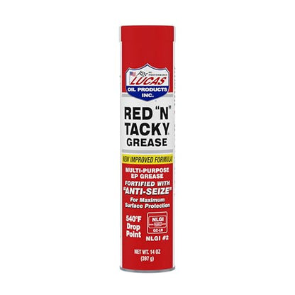 Lucas Oil 10005 Red "N" Tacky Grease - 14 Ounce Cartridge (Pack of 30) | Premium Automotive Marine Industrial Lubricant Heavy Duty High Temp Waterproof Bearing Chassis Protection Bulk Tubes Case - size: 14 Ounce, style: 30 Pack