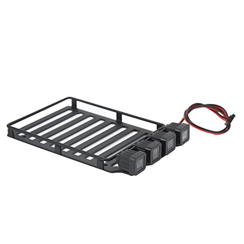RC Roof Rack Luggage Carrier with LED Light Ideal for Axial SCX24 1/24 RC Crawler Featuring Premium Materials Excellent Simulation Lightweight Design and Easy (Quadrate Lamp) - size: Quadrate Lamp