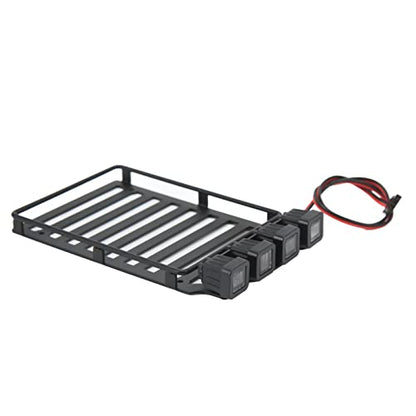 RC Roof Rack Luggage Carrier with LED Light Ideal for Axial SCX24 1/24 RC Crawler Featuring Premium Materials Excellent Simulation Lightweight Design and Easy (Quadrate Lamp) - size: Quadrate Lamp